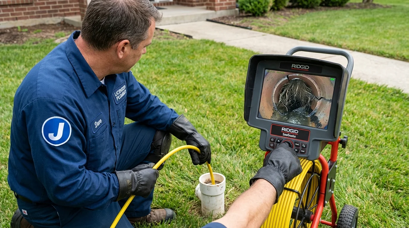 Sewer camera inspection being performed by Johns Plumbing LLC in Madrid